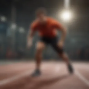An athlete performing dynamic warm-up exercises before sprinting