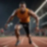 A sprinter demonstrating optimal sprinting technique on the track