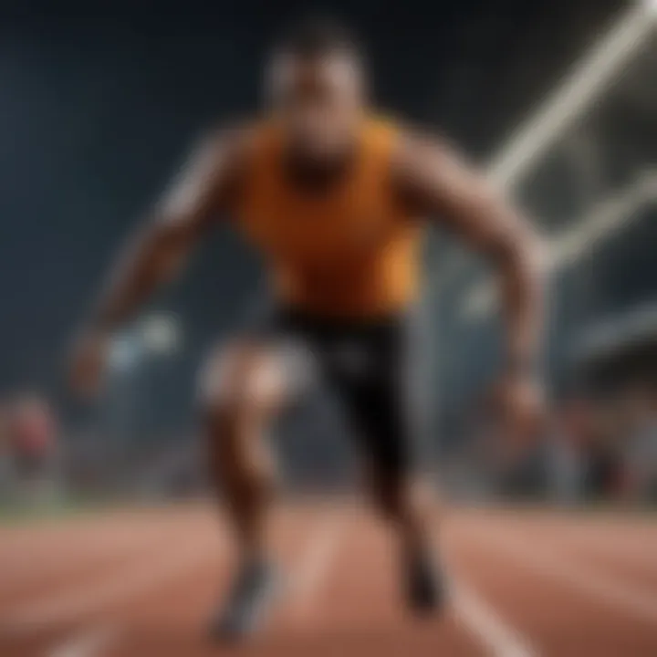 A sprinter demonstrating optimal sprinting technique on the track