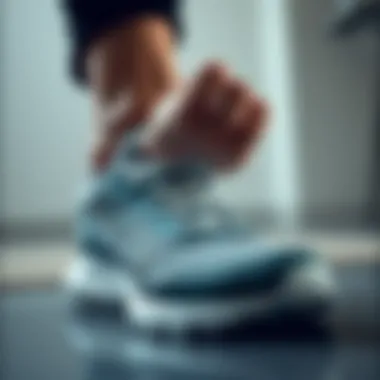Importance of Fit in Running Shoes Foot placed inside a running shoe demonstrating proper fit