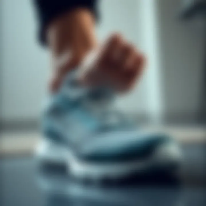 Importance of Fit in Running Shoes Foot placed inside a running shoe demonstrating proper fit