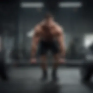 Power in Motion: The Deadlift A focused athlete performing a deadlift with heavy dumbbells