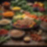 A vibrant assortment of fresh vegetables and grains ready for meal prep.