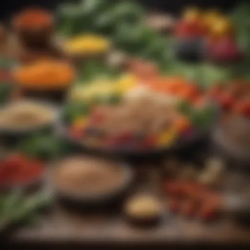 A vibrant assortment of fresh vegetables and grains ready for meal prep.