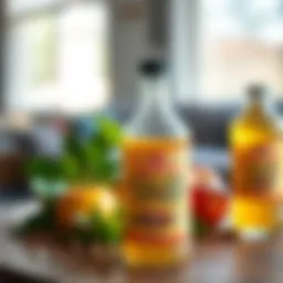 Bottle of apple cider vinegar with natural ingredients