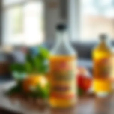 Natural Apple Cider Vinegar Bottle of apple cider vinegar with natural ingredients