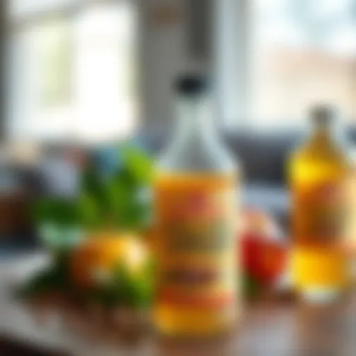 Natural Apple Cider Vinegar Bottle of apple cider vinegar with natural ingredients