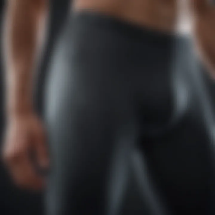 Close-up view of compression pants highlighting fabric technology