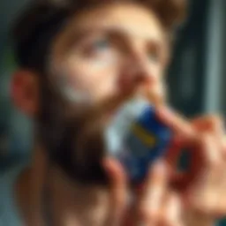 Illustration of minoxidil lotion application on facial hair