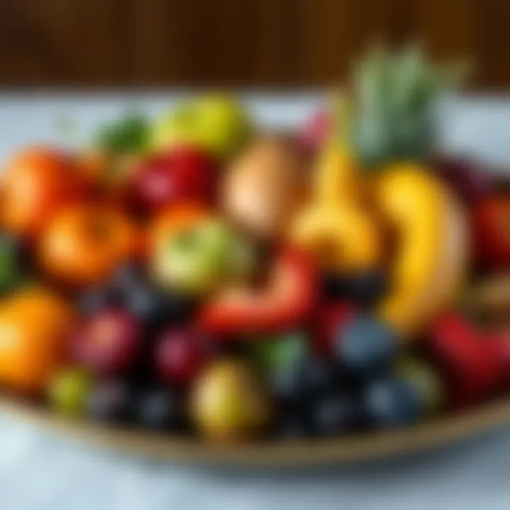 Fruits arranged in a colorful platter