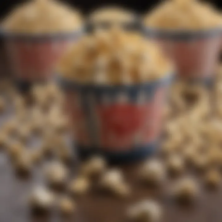 A variety of popcorn flavors and toppings laid out on a table.
