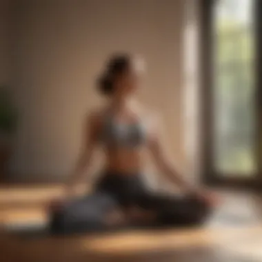 A person practicing yoga poses in a sunlit studio