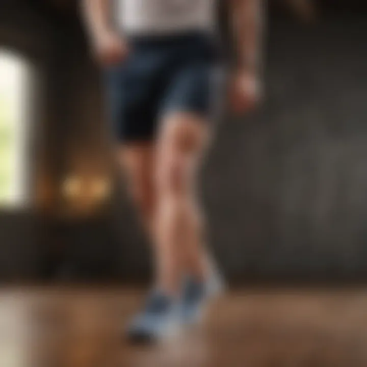 Elderly individual practicing lunges to enhance thigh strength