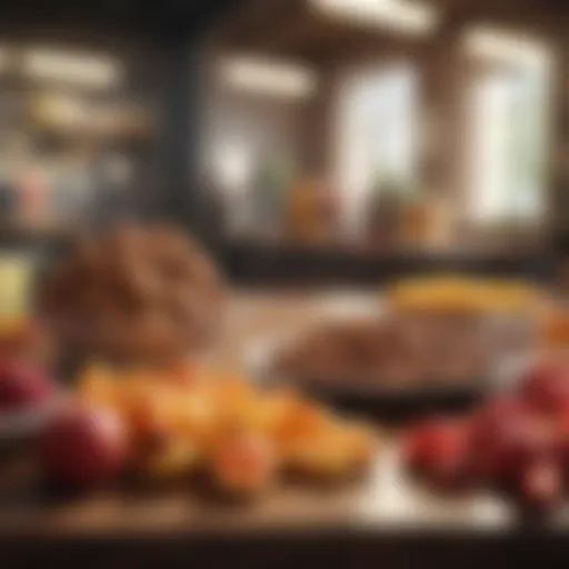 Colorful assortment of healthy snacks in a workspace.