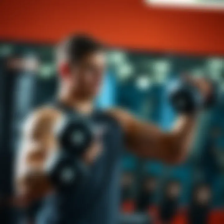 Individual performing tricep kickbacks with dumbbells