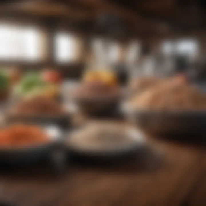 Diverse sources of protein on a table