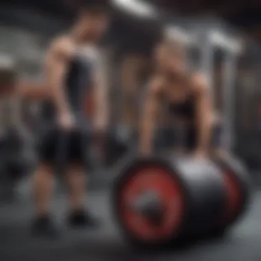 Trainer guiding a lifter in a gym setting