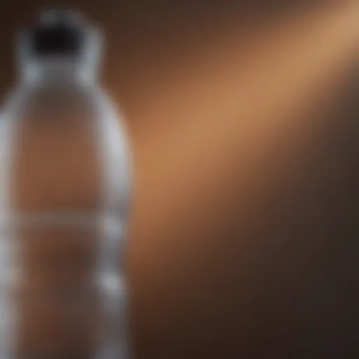 A close-up of a water bottle to symbolize hydration