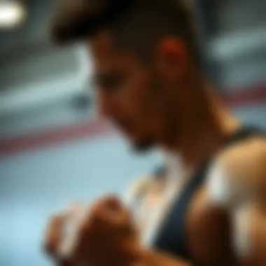 An athlete utilizing an interval timer during an intense workout session.