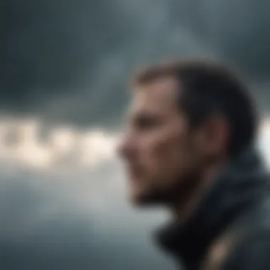 Finding Clarity in the Storm A person contemplating with a backdrop of heavy clouds and light breaking through