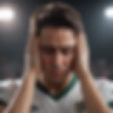 Experiencing Headache: A Moment of Distress An individual holding their head in discomfort