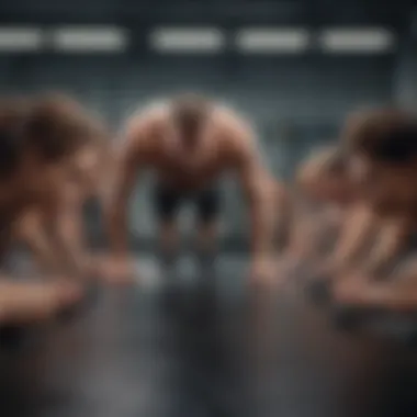 A motivational scene of individuals engaging in push-up challenges