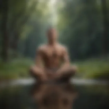 Person meditating in a tranquil environment