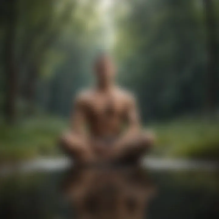 Person meditating in a tranquil environment