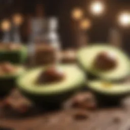 Keto food essentials including avocados and nuts
