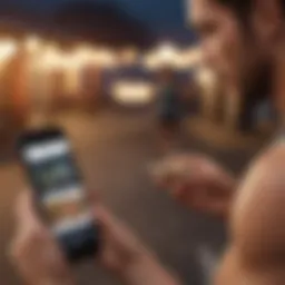 A runner checking nutritional information on a mobile app