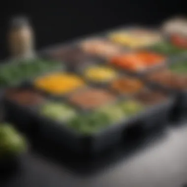 Nutrient-Dense Containers for Muscle Growth A neatly organized meal prep container filled with nutrient-rich foods