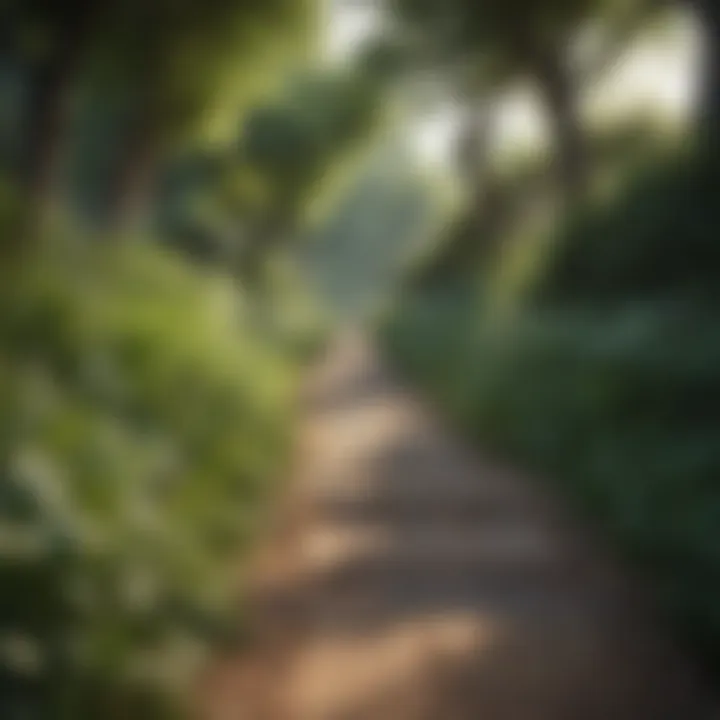 Pathway surrounded by greenery, inviting for a walk