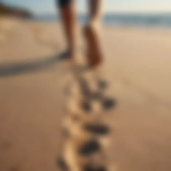 Footprints on a sandy beach illustrating a walking routine