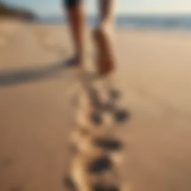 Footprints of Progress: Walking for Weight Management Footprints on a sandy beach illustrating a walking routine