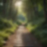 A serene walking path surrounded by nature