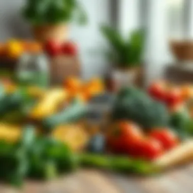 Nutrient-Rich Hydration Sources Fruits and vegetables on a table for hydration