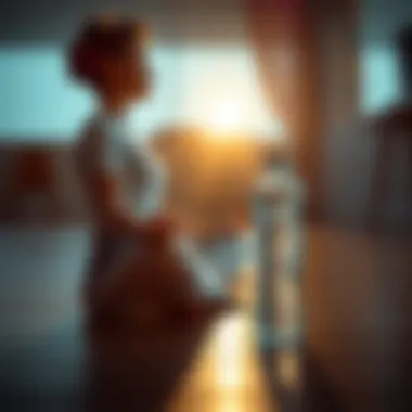 Mental Clarity and Hydration Person meditating with a water bottle by their side