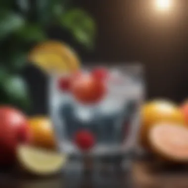 Refreshing Hydration with Nature's Flavors Refreshing glass of water surrounded by fresh fruits