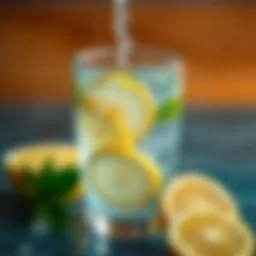 Refreshing glass of water with lemon slices