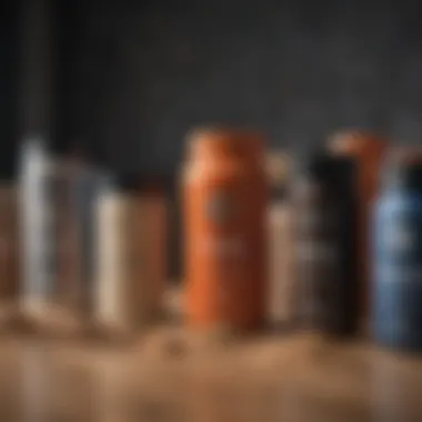 A variety of protein powders in different containers showcasing diversity in options.