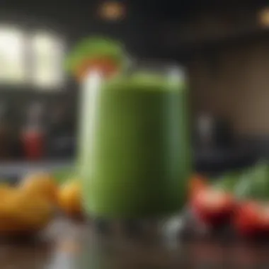 Vibrant green smoothie with fresh fruits and vegetables