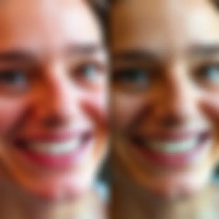 Before and after results of using whitening strips