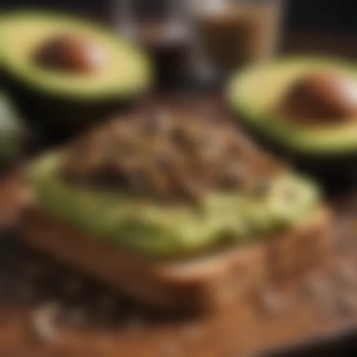 Whole grain toast with avocado and seeds